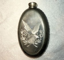 Antique 1860s Civil War Eagle Confederacy German Silver Whiskey Flask
