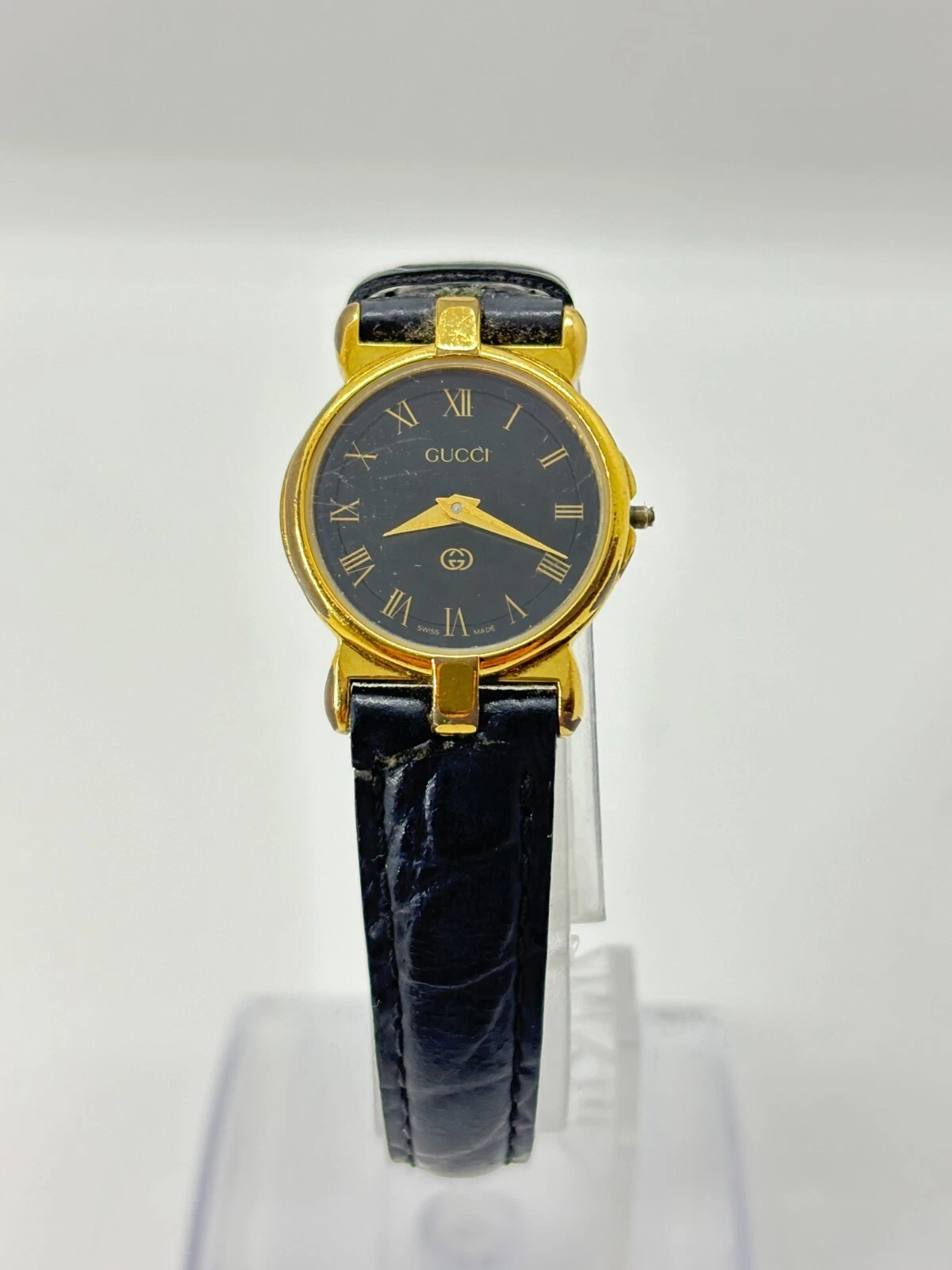 [En l'état] Montre Gucci 3400L 20mm Femme Or X Noir Occasion Fonctionne [Lire]