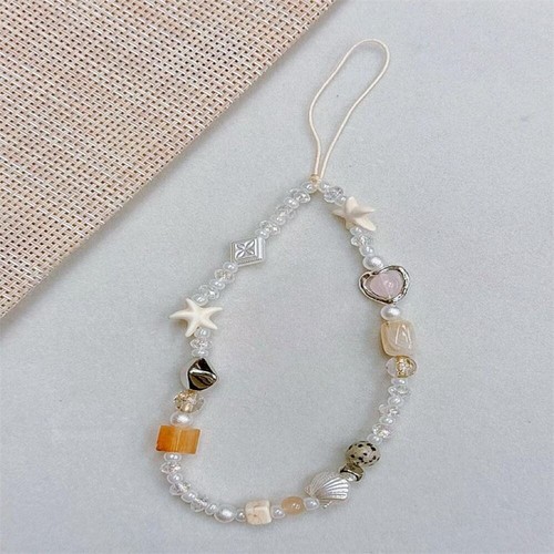 Star Pearl Beaded Phone Chain Hanging Cord Phone Charms Cute Bag Keychain - Photo 6 sur 8