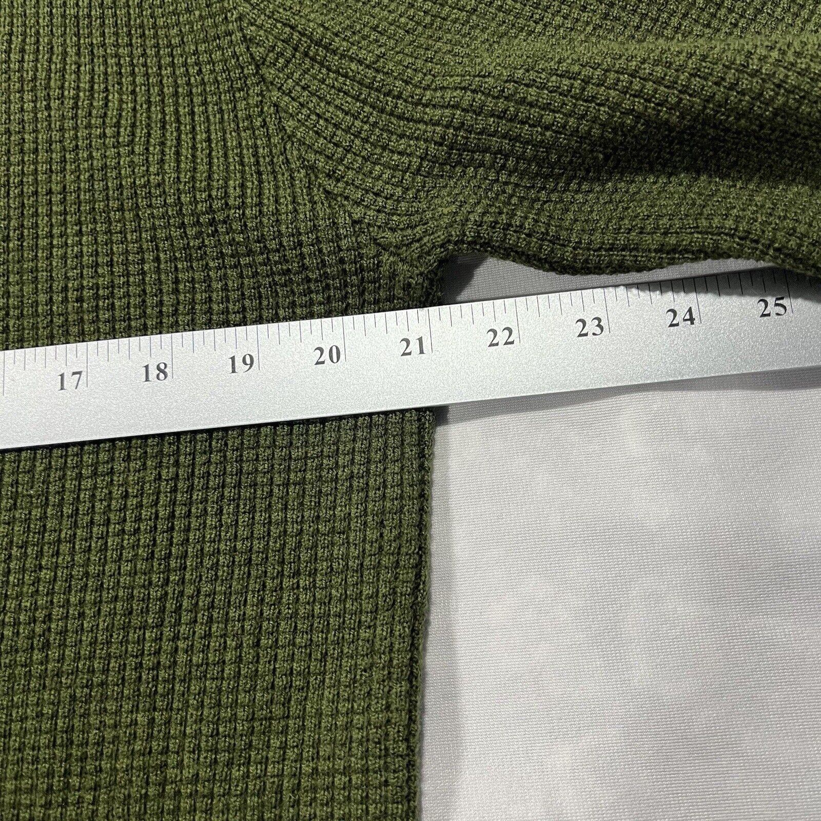 Orvis Sweater Green Wool Button Mock Neck Long Sl… - image 6