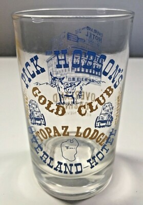 Vintage PICK HOBSON S OVERLAND HOTEL COCKTAIL GLASSE RENO, NEVADA collectible