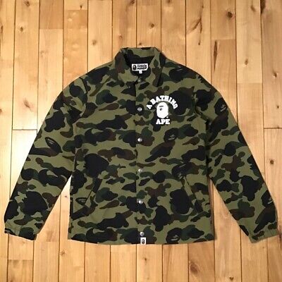 A BATHING APE BAPE Coach Jacket Green 1st Camo Logo Size S A BATHING APE BAPE Coach Jacket Green 1st Camo Logo Size S