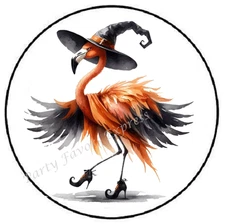 HALLOWEEN FLAMINGO WITCH ENVELOPE SEALS LABELS STICKERS PARTY FAVORS