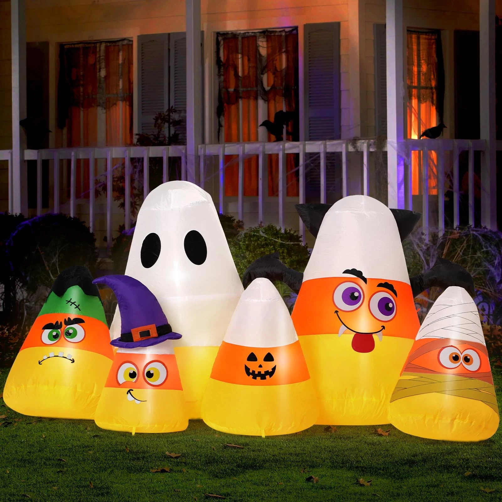 Halloween Inflatable Candy Corn Inflatable Blow Up Yard Decoration Trick or T...