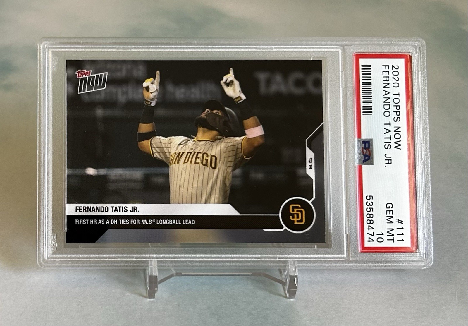 Fernando Tatis Jr 2020 Topps Now #111 Longball Lead #/842 Padres PSA 10