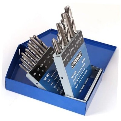 Drill and Tap Sets, HSS Jobber Length Drill Bits with Metal Indexed UNC 18Pcs