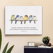 Bible Verse Canvas Wall Art Psalm 91:4 Christian Framed Print Home Decor