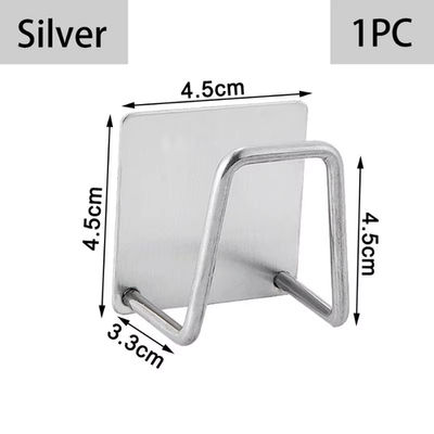 #ad Kitchen Adhesive Stainless Steel Hooks Holder Sink Sponge Drain Rack Shelf Organ $5.14