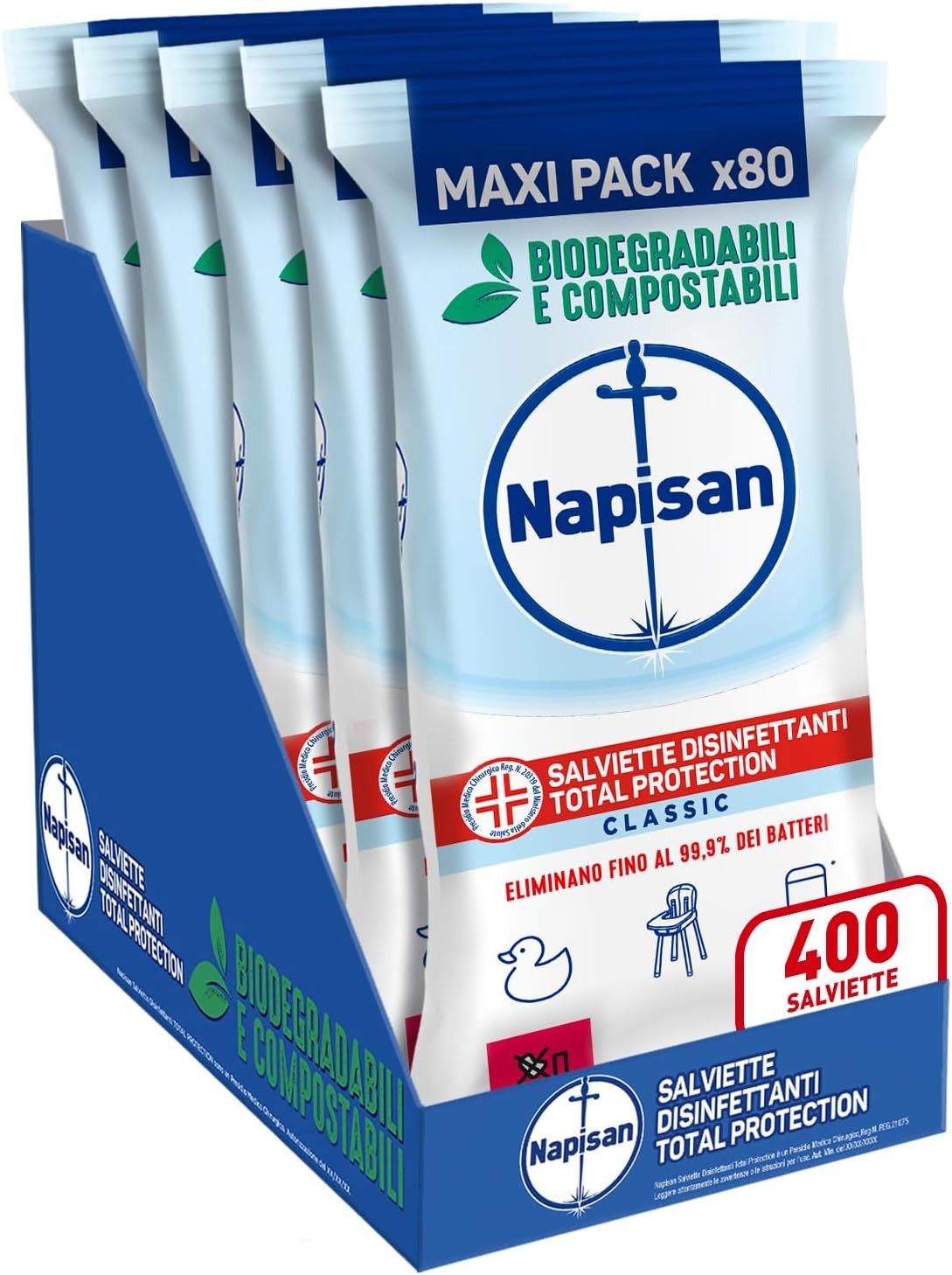 Salviette Napisan Total Protection 5x80: Igiene Casa e Famiglia Offerta