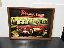 Rare Vintage Rosie’s Diner 3D Wood Wall Art Red Corvette Lucinda Lewis Roadside