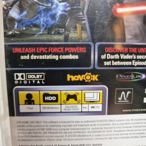 Star Wars The Force Unleashed PS3 PlayStation 3 versione australiana PAL senza manuale - Foto 12 di 24