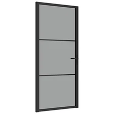 Glass Door Interior Door with Alloy Handle ESG Glass and Aluminum Black vidaXL