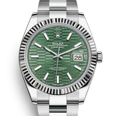 Rolex Datejust 41 mm 126334 Green Fluted UNWORN 2022 DECEMBER Motif Oyster