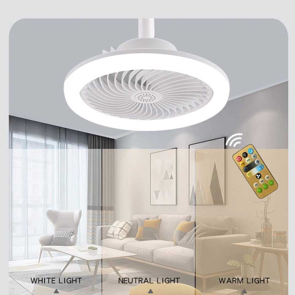 Ceiling Fan Lights Chandelier Low Profile Silent Ceiling Fan w/ Remote Control - Image 4 of 4