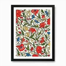 Floral Charm London Fabrics Floral  Framed Wall Art Poster Canvas Print Picture