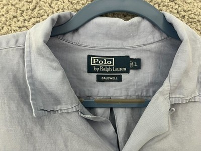 Polo Ralph Lauren Caldwell Shirt Mens Large Blue Silk Linen Loop