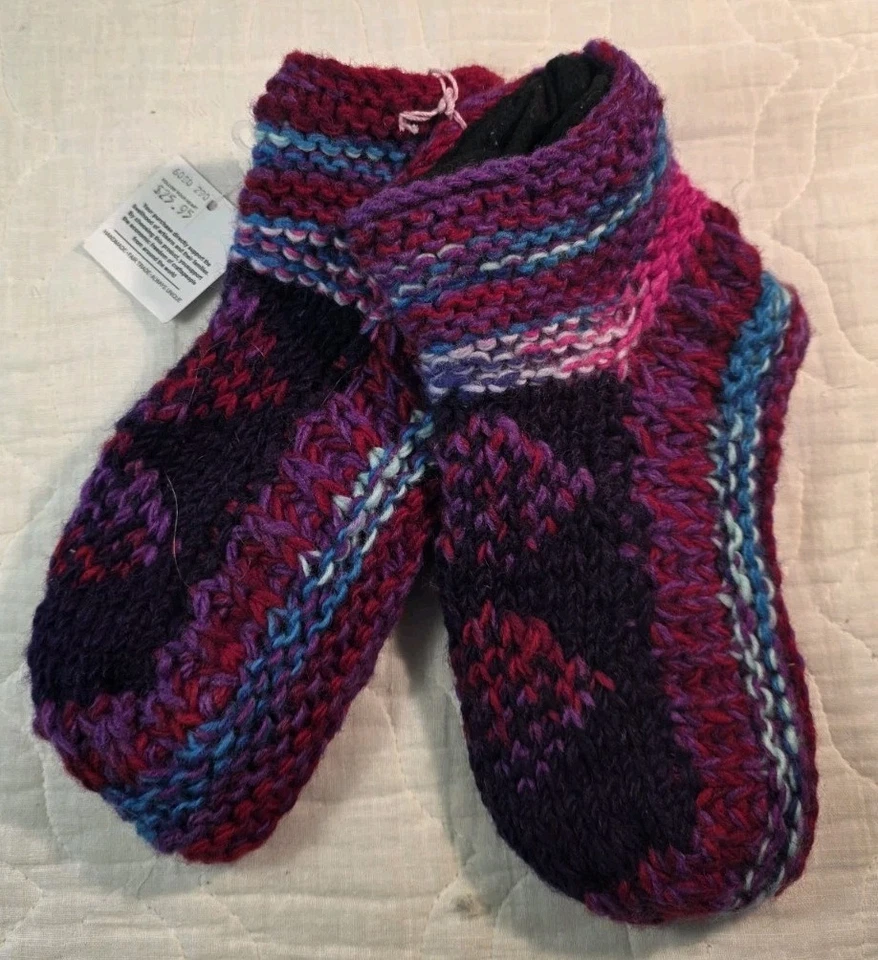 Zapatillas de lana tejidas de comercio justo hechas a mano forradas de lana hechas en Asia Med P1 Foto 3 de 3