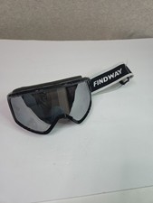 FINDWAY Black Frame/White Strap w/ Mirror Silver Lens Ski Goggles Unisex Adults