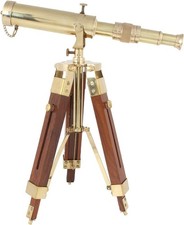 Vintage Brass Telescope on Tripod Stand use Lens Antique Desktop Brass Telescope