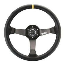 Sparco R 345 Competition Leather Steering Wheel W Yellow Stripe 015r345mln