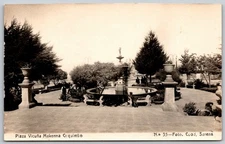 RPPC  Plaza Vicuña Mackenna Coquimbo Chile - Boy on Bench - Real Photo Postcard