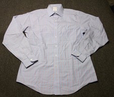 Brooks Brothers Regent Shirt Mens 16-36 Large Blue Plaid Supima LS Button Down