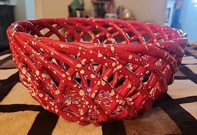 Ceramic Open Weave Bread Basket Bowl - Arlington Designs 10'' x 5''   FP