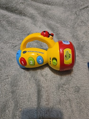 VTech Spin & Learn Yellow Color Flashlight Toy, Working Condition-