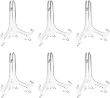 6 Pack 8 Inch Clear Plastic Easels Plate Stand Holders for Wedding Table Decor