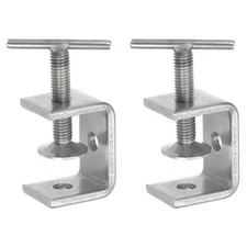 2Pcs Stainless Steel C-Clamp 40mm Wide Jaw Opening with T-Bar Handle