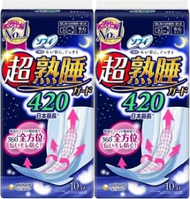 Unicharm Sofy Sanitary pad for Night 420mm wings 10 pcs × 2packs from Japan