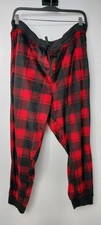 George Size XL 40-42 Black Soot/Red Plaid Knit Sleep Lounge Pant Men's