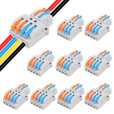 10 Pcs Lever Nuts Wire Connectors 2 in 4 Out Quick Wiring 10Pcs 2 4 out
