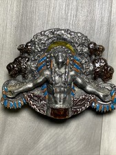 Siskiyou vintage 1981 pewter belt buckle Buffalo Indians 3.5"x 2.5"