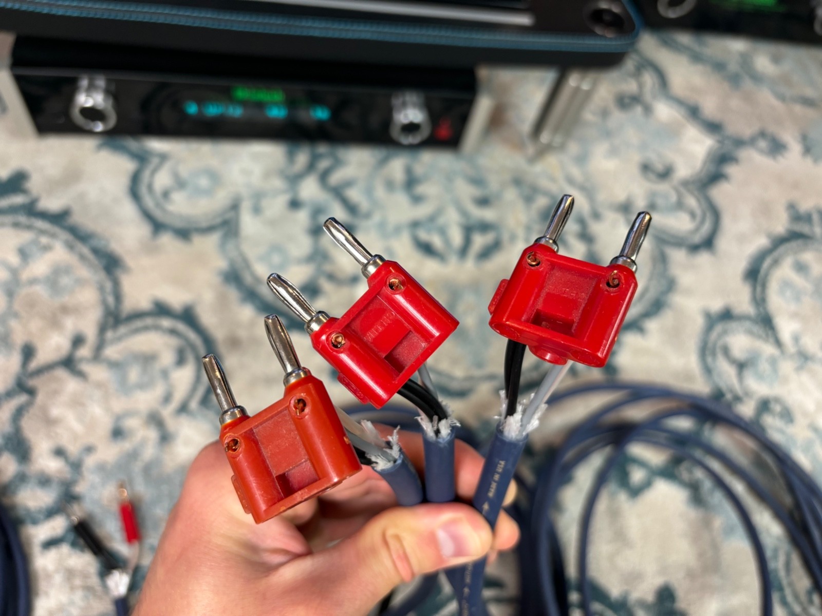 Audioquest Type 4 Speaker Cable Hyperlitz LGC Copper Blue - 15 Ft Trio - Banana