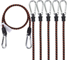 6PK Bungee Cords with Carabiners 24 Inch Heavy Duty Straps Strong Elastic Rope L