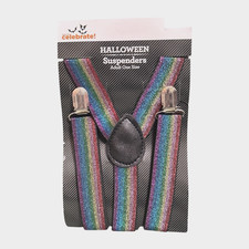 Rainbow Glitter Suspenders Adult One Size Halloween Costume Way To Celebrate