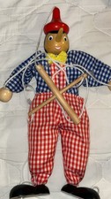 Vintage Wooden Pinocchio Marionette Puppet 15" String Doll