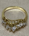 Vintage 14K Gold Ring Cubic Zirconia Round And Marquise Cut 3.52g Sz 6.75 — photo 1