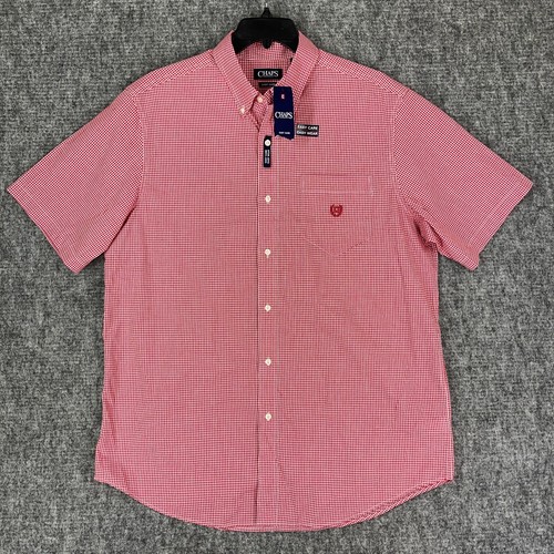 Chaps Shirt Mens XLT ButtonDown ShortSleeve Business Casual Check eBay
