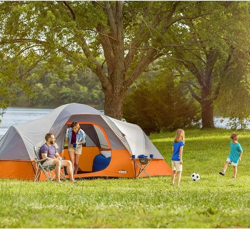Core 9 Person Extended Dome Tent 9 Person, Orange - Picture 4 of 9