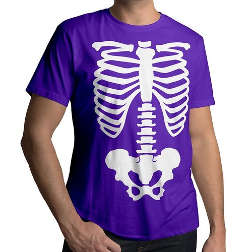 T-Shirt Rippenkäfig Beckenkörper Skelett Halloween Kostüm Herren/Unisex Grafik T-Shirt - Bild 8 von 23