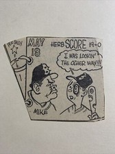 Pinky Higgins Boston Red Sox 1955 Sporting News Baseball 3X2 Cartoon