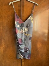 Grey, Floral Stretch Party Dress. Size Medium Soft Material.