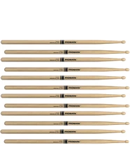6 PACK ProMark Rebound 5A Long Hickory Drumsticks, Acorn Wood Tip