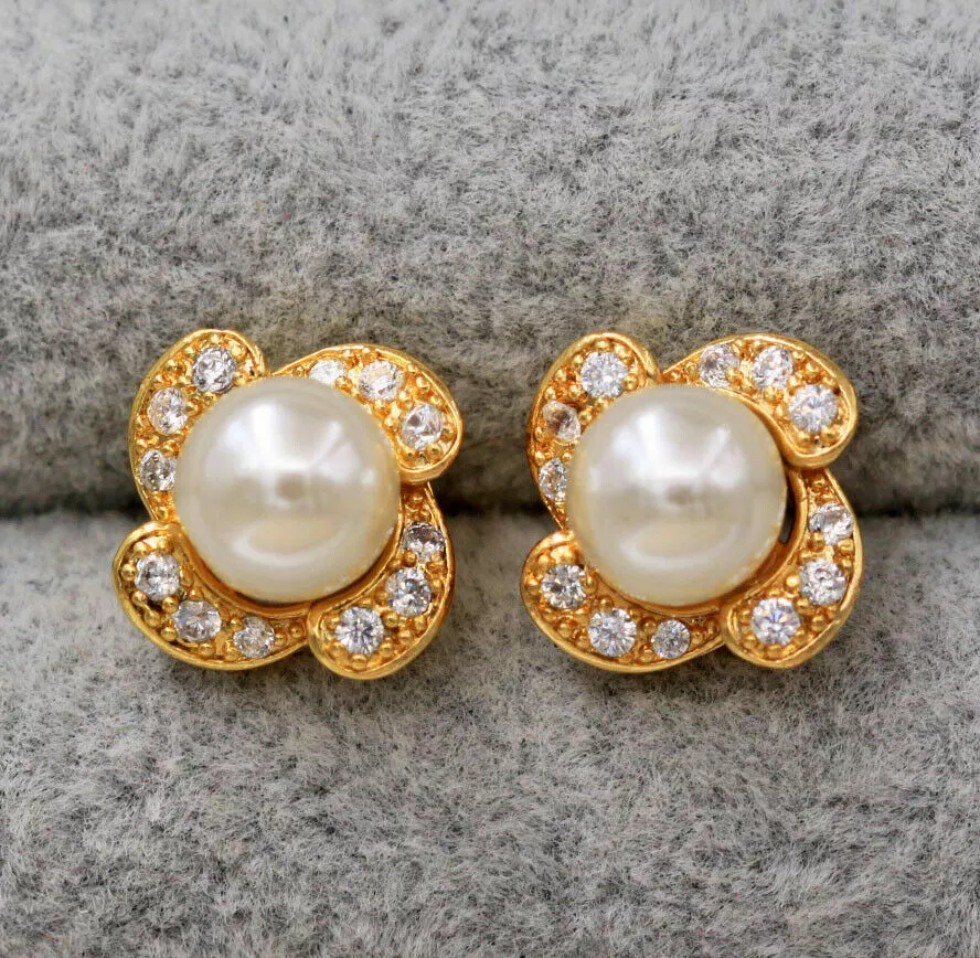 Gold Pearl & Diamante Stud Earring Pack