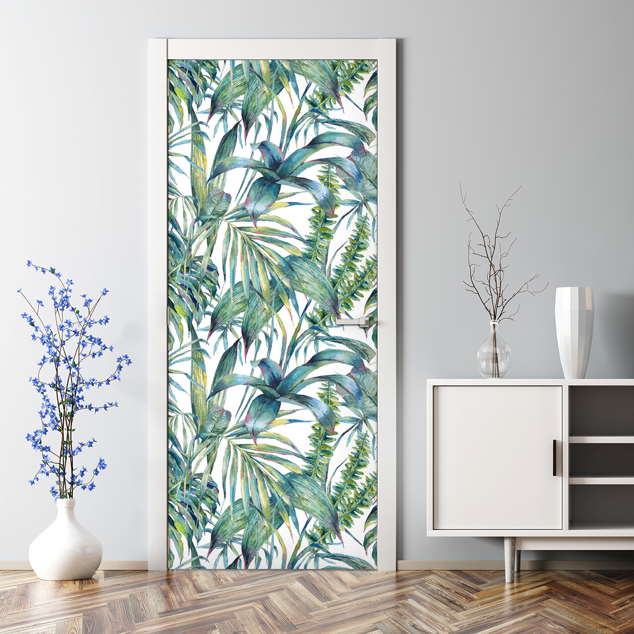 Exotic Fern Bubble Free | Hawaii Jungle Artwork | Repositionable Door Decal