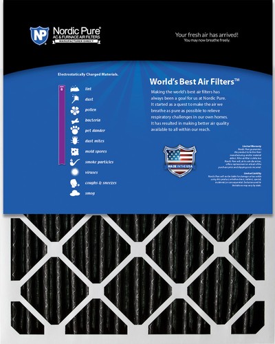 Nordic Pure 10x10x1 Furnace Air Filters MERV 8 Pleated Plus Carbon 3 Pack - Picture 2 of 6