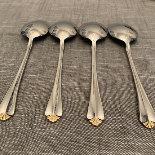 4 Place Oval Soup Spoons Oneida GOLDEN Julliard - Picture 6 of 7