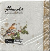 20 Stk Servietten Paper+Design 33X33Cm Vogel Auf Mistelzweig Landhaus Tischdeko